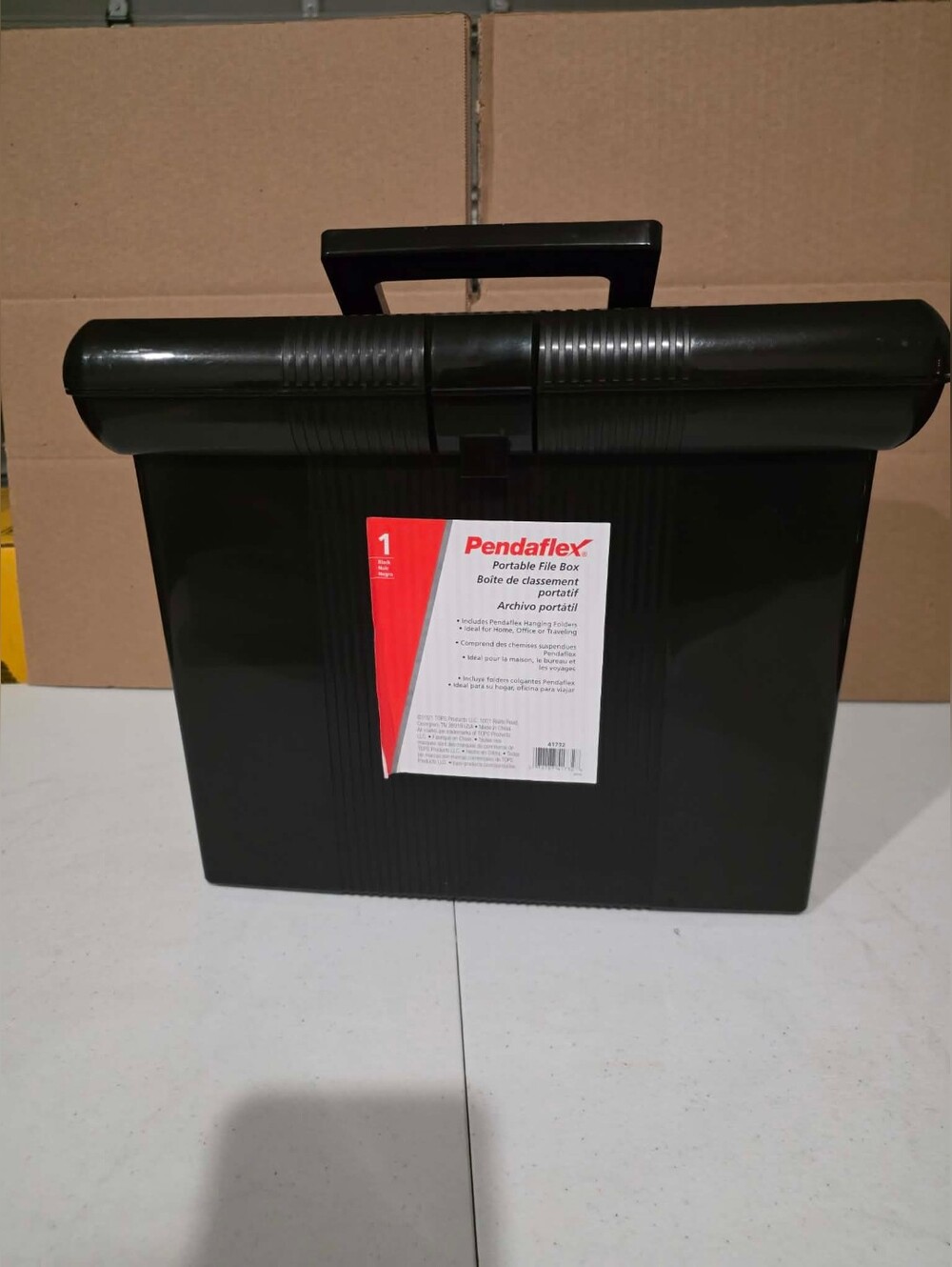 Black Portable File Box with Handle